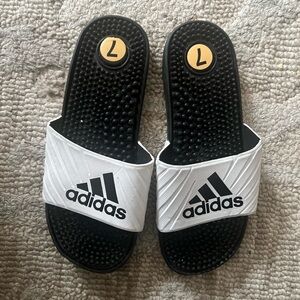 adidas White and Black Slide Sandals